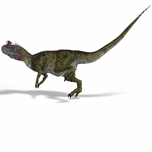 Cryolophosaurus 10 A_0001.jpg - frightening dinosaur cryolophosaurus With Clipping Path over white